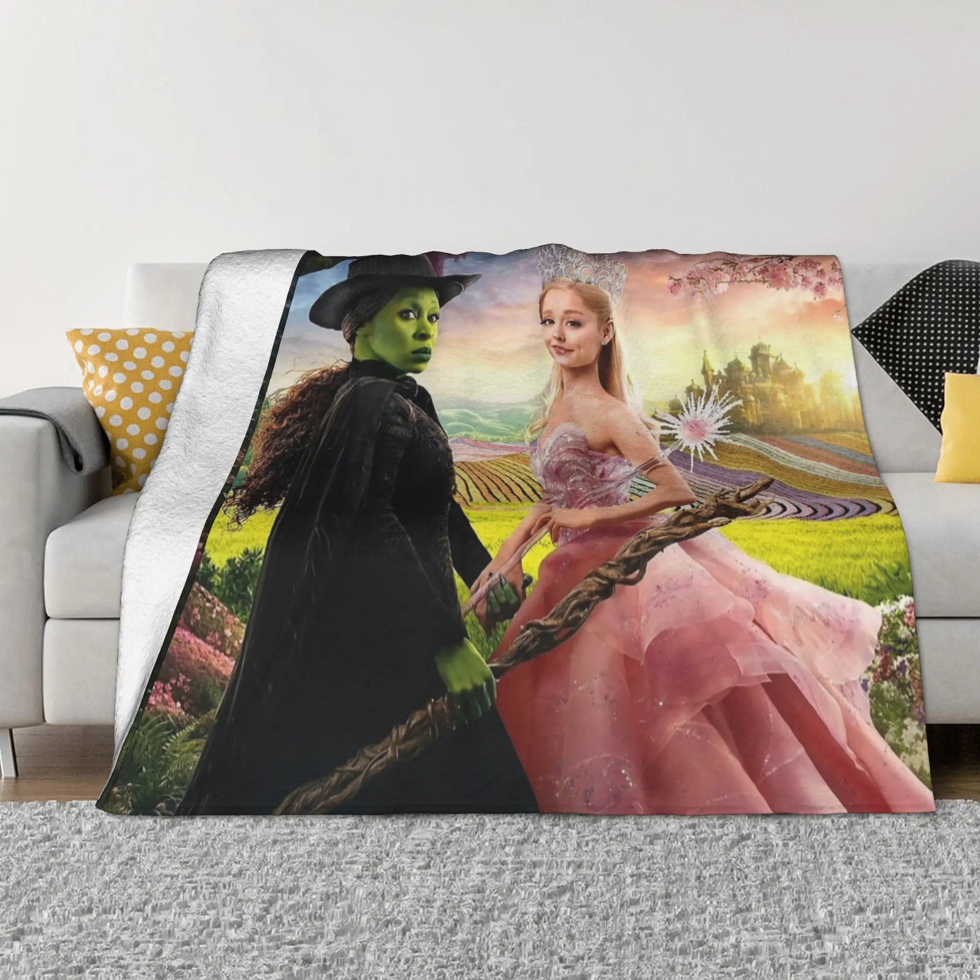 Wicked Elphaba & Glinda Blanket Movie Wool Novelty Soft Throw Blanket for Bed Sofa Summer