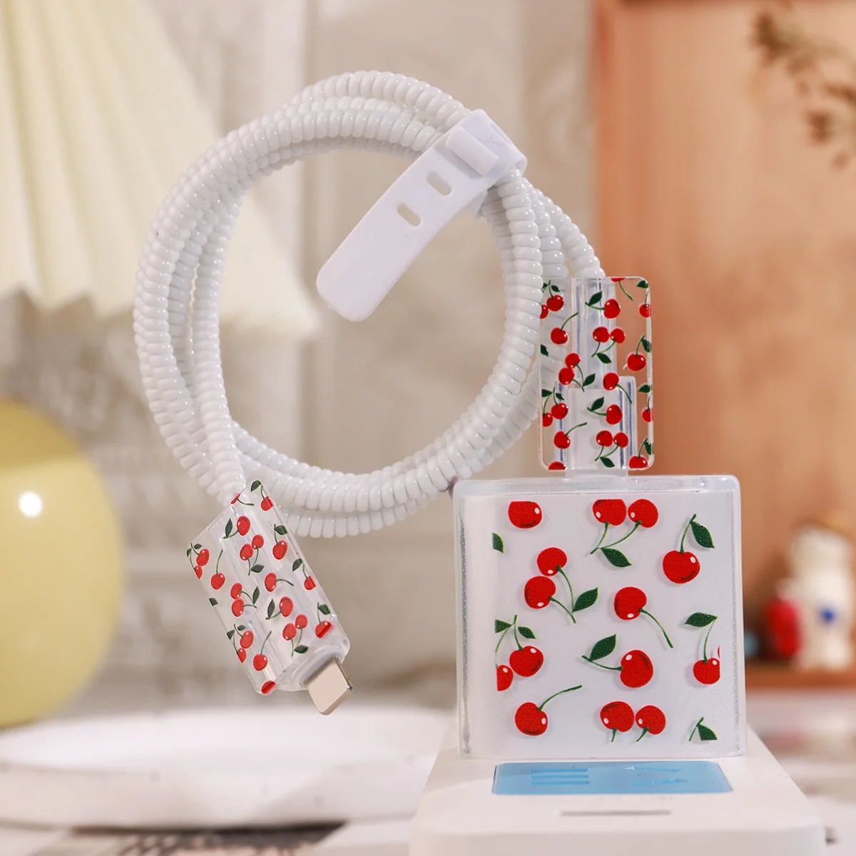 Cute Cherry Charger Protective Case For iPhone 18W/20W Fast Charging Cable Data Anti-break Charger Protective Rope Shell