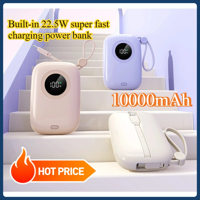 

Built-in 22.5W Super Fast Charging Power Bank with 10000mAh Mini Portable Power Supply