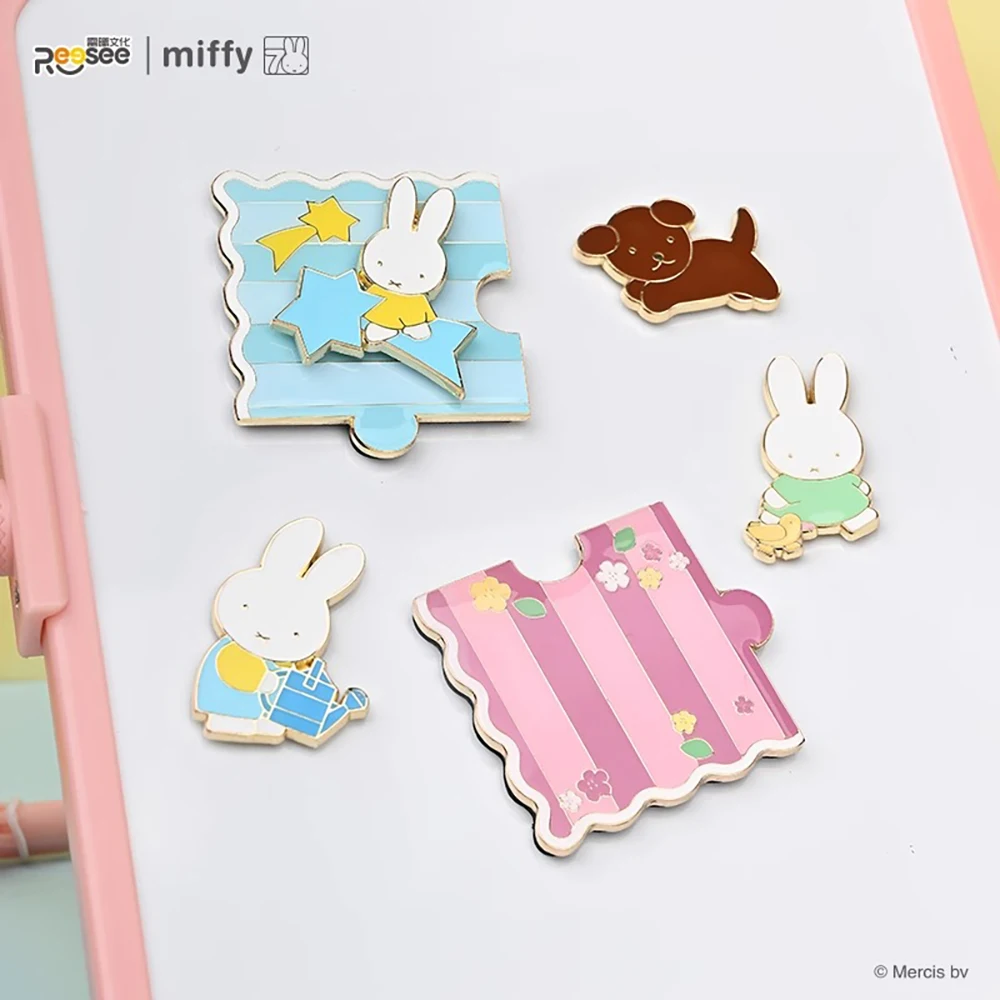 Imanes de nevera de Metal Kawaii Miffy, rompecabezas creativo esmaltado, bonito Animal, decoración para nevera, hogar, cocina, regalo decorativo para niña