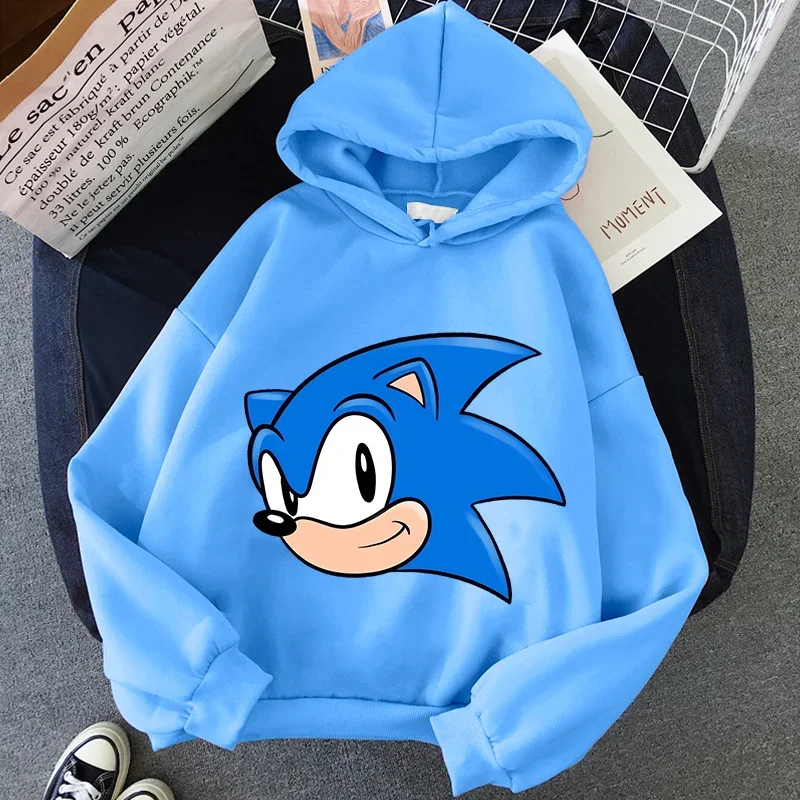 New Sonics Boys Girls Hoodie Long Sleeve Clothes Cartoon Sweatshirt Winter Kids Hooded Clothing Kawaii Tops Birthday Gifts