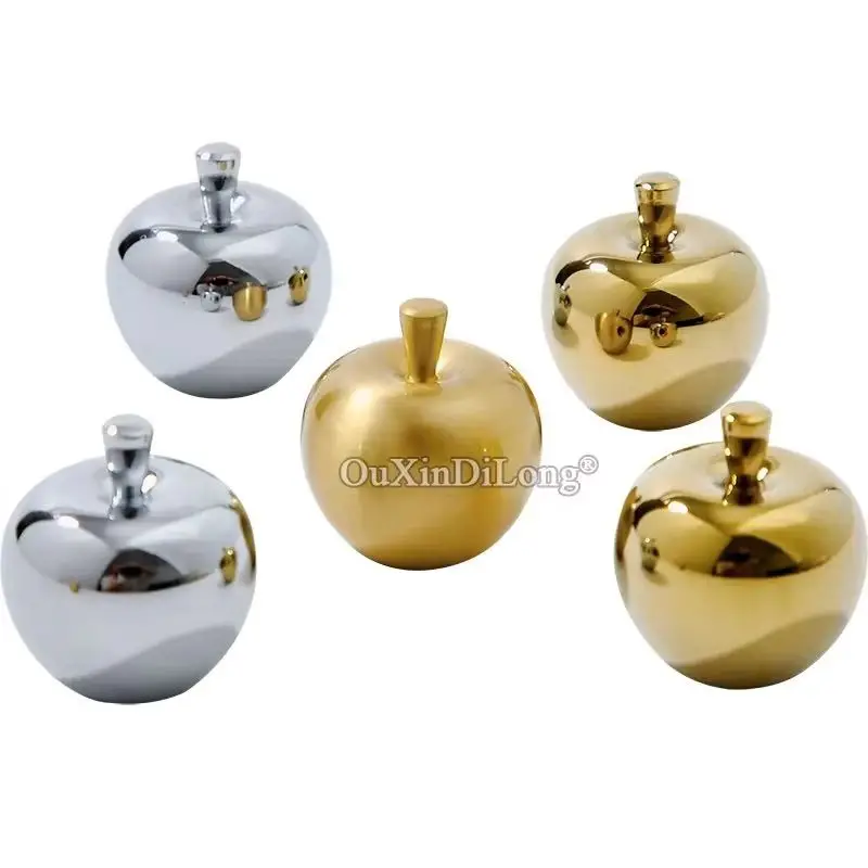 10PCS Solid Brass Apple Shape Furniture Pulls Handles Drawer Knobs Cupboard Wardrobe Drawer Closet TV Cabinet Pulls Knobs Gifts