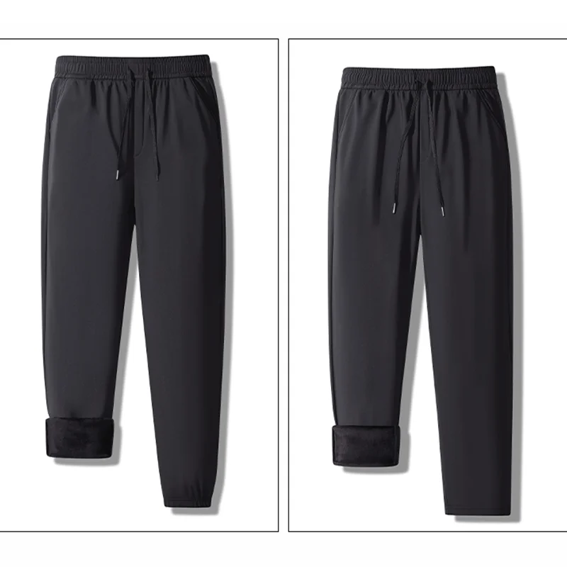 الرجال سميكة الدافئة بانت صوف مبطن سراويل شتوية رجل فضفاض ركض عادية الرباط السراويل في الهواء الطلق السراويل الترنك السراويل المقاومة للماء #6