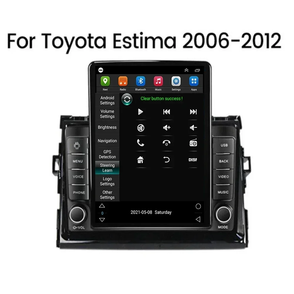 For Tesla Style 2 Din Android12 Car Radio For Toyota Estima Previa Tarago 2006-35 Multimedia Video Player GPS Stereo Carplay DSP