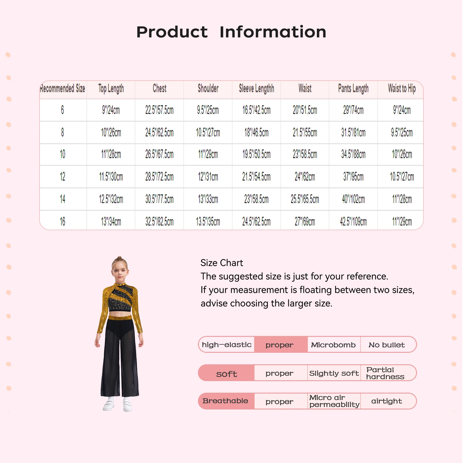 สาวเต้นรําละตินเครื่องแต่งกาย Mock คอแขนยาว Cutout กลับกดปุ่ม Crop Top กว้างขาด้านข้าง Slit กางเกงเต้นรํา