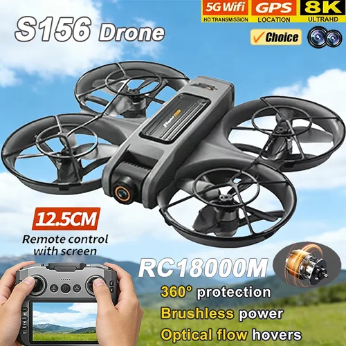 Imagen 1 del producto NUEVO Dron S156 RC Profesional con Fotografía Aérea 8K, Aeronave de Control Remoto con Motores sin Escobillas, Cámara Dual HD, Quadcopter, Juguete para Niños