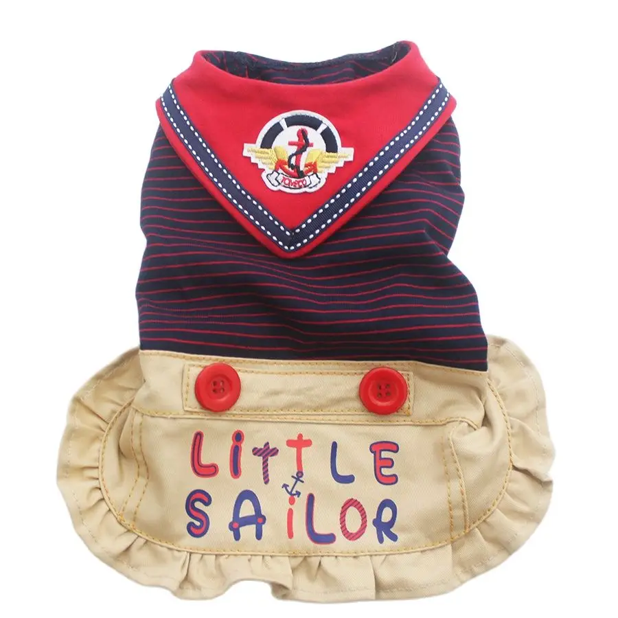 Boy/Girl Dog Pet Jumpsuit/Dress Cat Puppy Shirt Pants Little Sailor Clothes Clothes 5 Sizes