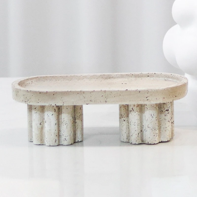Wabi Sandy Wind Small Tray, Household Goods Storage Tall Fruit Plate Ornament, Dining Table Entrance Ornament