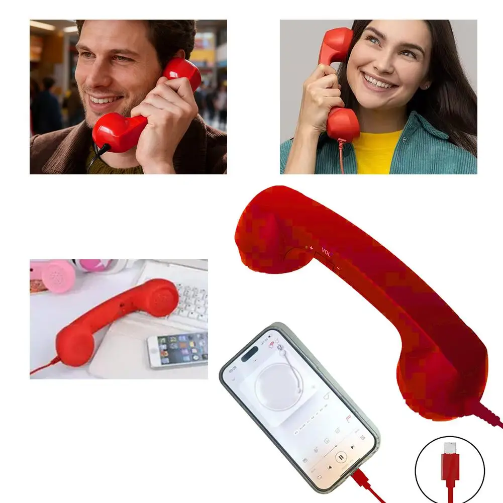 Wired Type-C Mobile Calls Telephones Receiver Antique Style Call Accessory Plug Play Clear Calls Handset Headset Companion