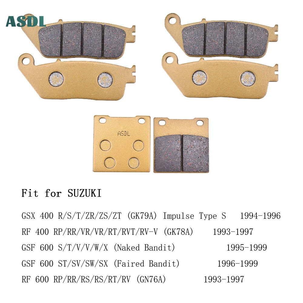 Motorcycle Front Rear Brake Pads Set For GSX 400 R GK79A RF400R GK78A GSF600S Naked Bandit GSF600 Faired Bandit RF 600 GN76A