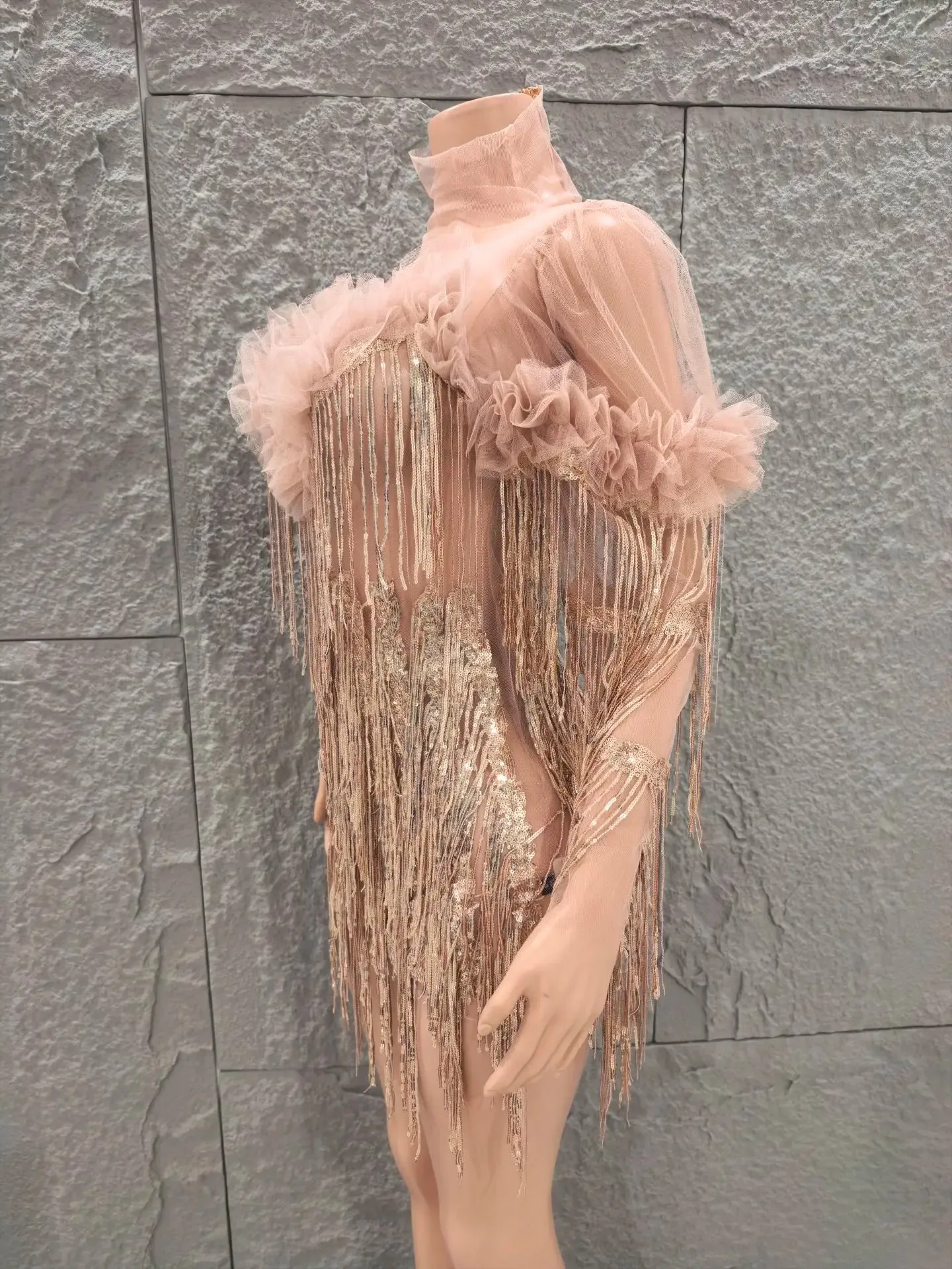 Latest Design Women's Evening Dresses Sexy Slant Neck Split Ruffle Gowns Eco-Friendly with Natural Waistline Party Wear
