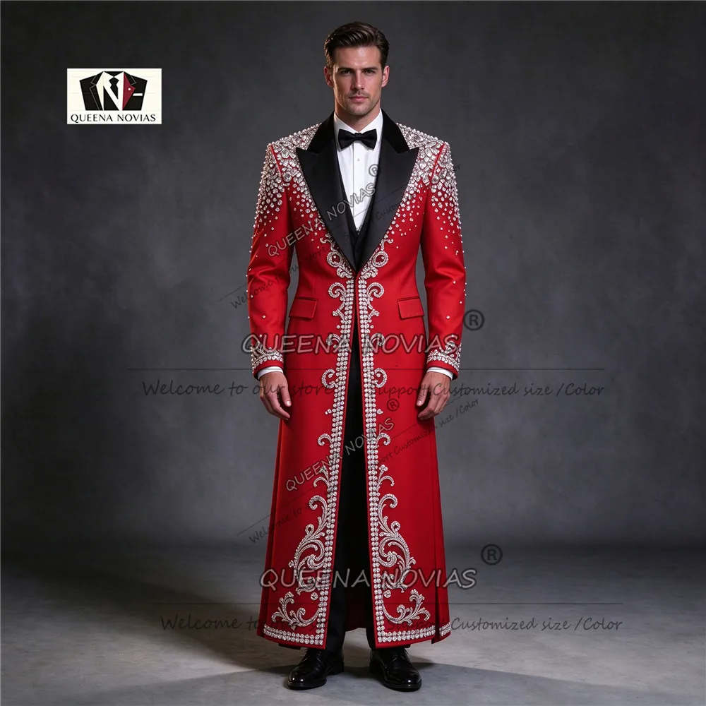 Luxury Groom Wedding Tuxedo Suit For Man Single Breated Prom Blazer Customized 3 Pieces Men's Outfit Wear Victorian Tailcoat