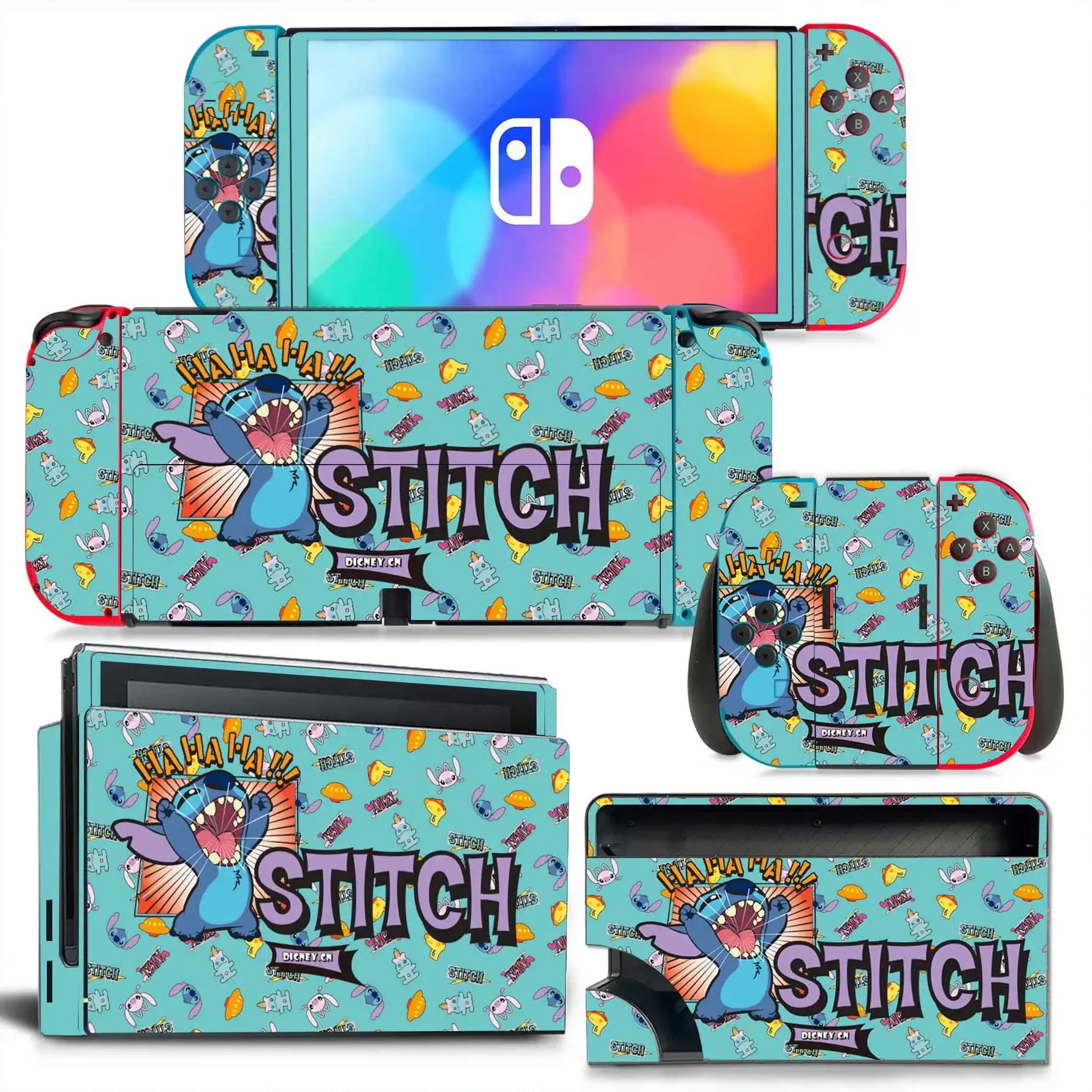 Disney Stitch Sticker Skin Charging Dock Station Cover Protective Shell for Nintendo Switch Oled Console Crystal Protector Skin