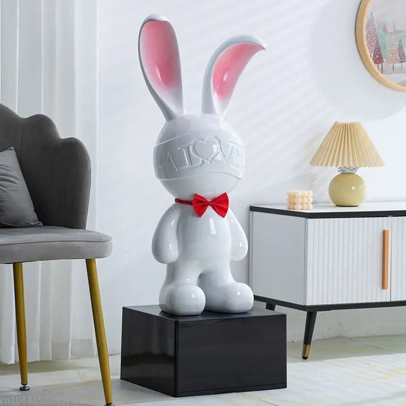 Rabbit Floor Decoration Modern Living Room Entrance TV Cabinet Creative Home Decorations Lovers Holiday Gift Height 80CM