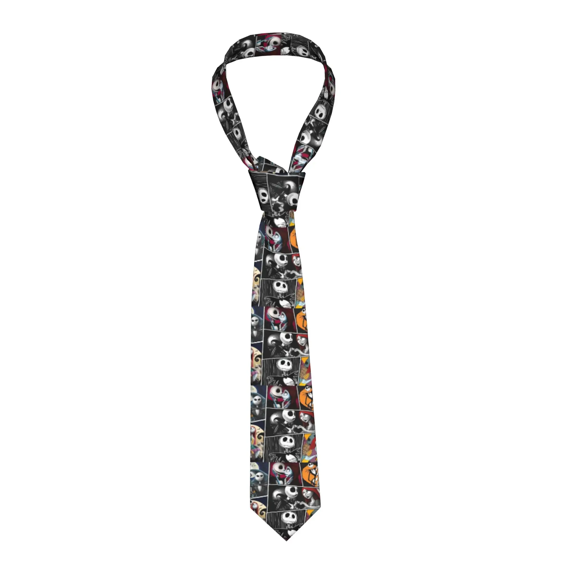Custom Skellingtones Skull Anime Neck Ties Mens Halloween Cartoon Cravat For Father's Day