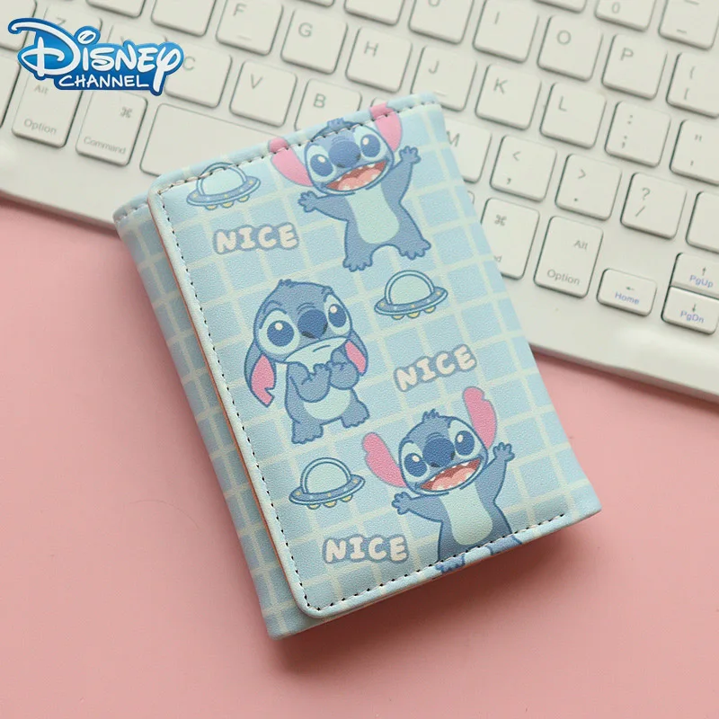 Disney Stitch 3 Fold Wallet Cartoon Cute Lilo & Stitch Short Wallet ID Card Bank Card Holder Children\'s Coin Purse Birthday Gift