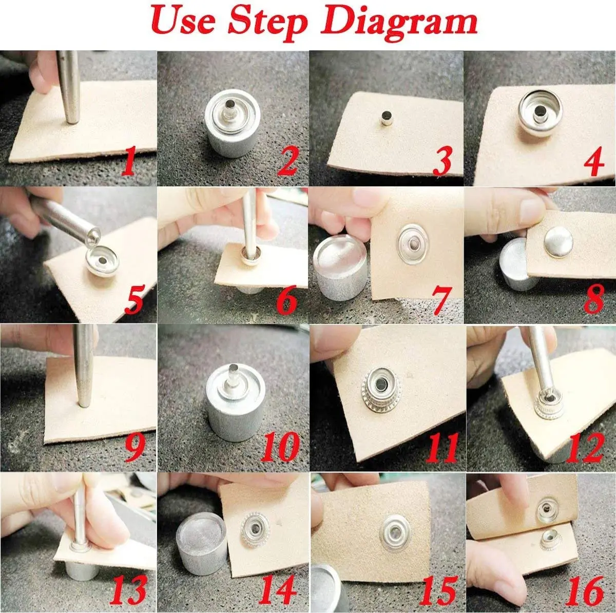 100 stücke 15mm Edelstahl Druckknopf Kit, marine Grade Snap Verschluss Edelstahl Druckknopf Tasten für Nähen Leder Taschen – Detail 2
