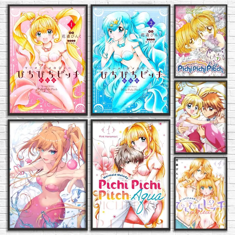Anime M-Mermaid Melody Pichi Pichi Pitch Poster Canvas Mural For Interior Walls Crease-Free Beautiful For Living Room Bedroom