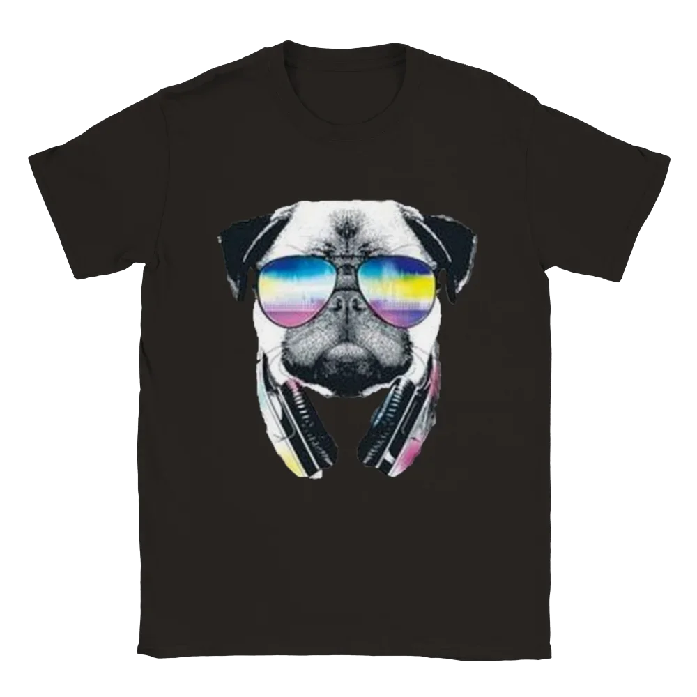 Unisex T-shirts for Men Women Summer Tees Cotton Luxury brand vintage oversizedMusic with my Pug - Classic Unisex Crewneck T-shi image 3