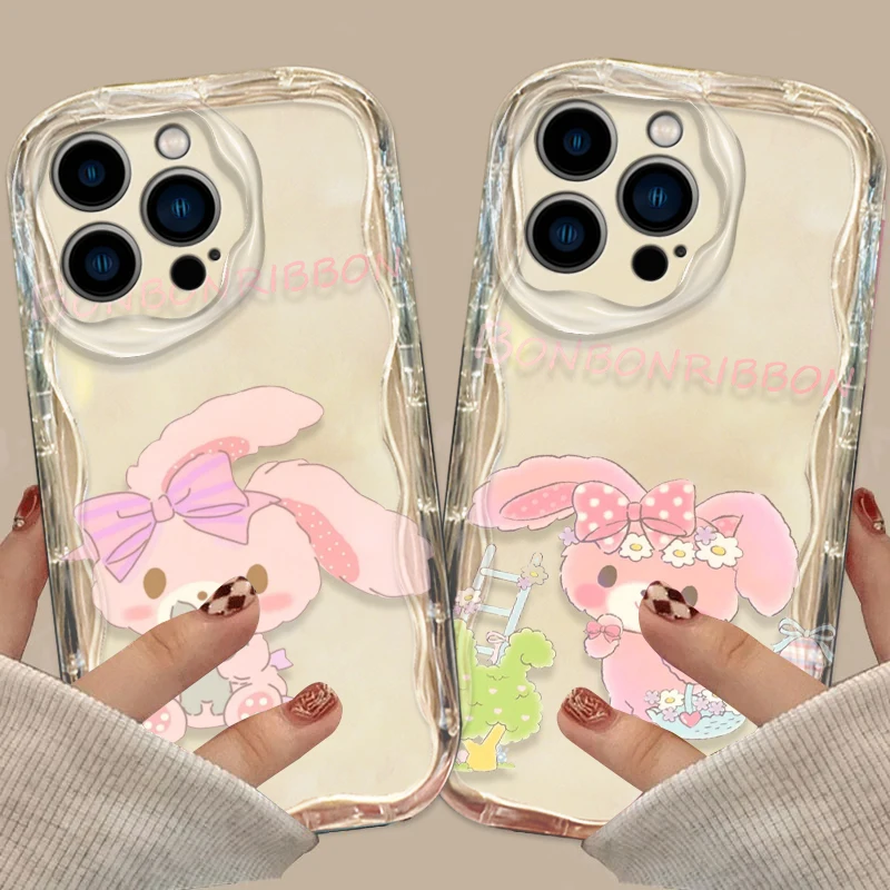 Fashion Cute Bonbonribbon Cover For Apple iPhone 15 14 13 12 11 Pro X XR XS Max Plus 8 7 Plus SE Wave Oil Phone Case