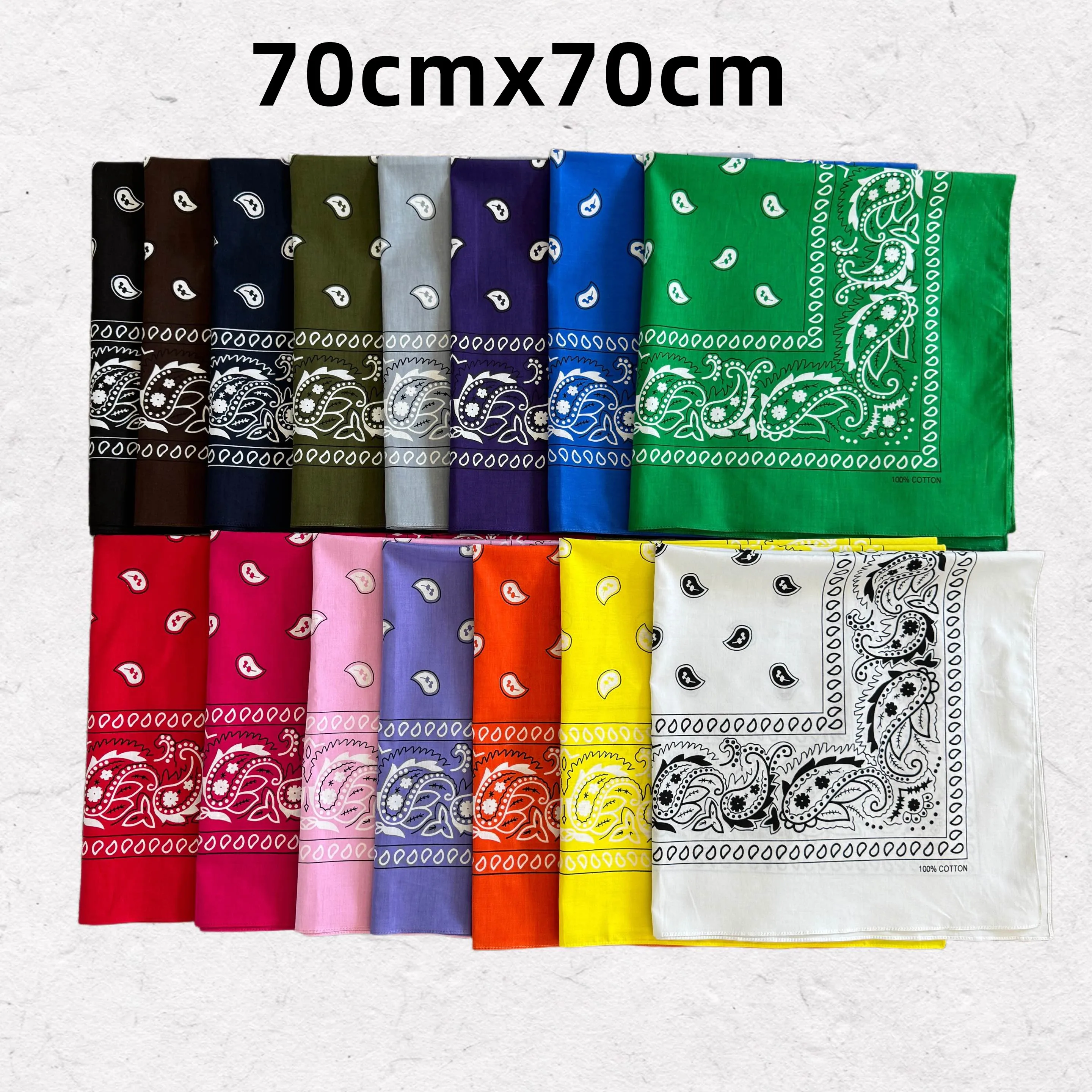 

70x70CM Oversized Bandana Kerchief Bandana Hip Hop Fashion Headband Neck Scarf Sports Headwear Wrist Wraps Head Square Scarves