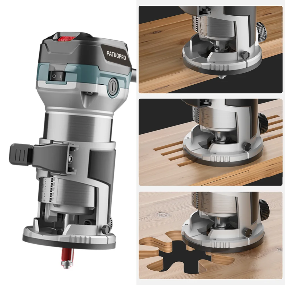 PATUOPRO 710W Electric Trimmer Router 220V Wood Milling Cutter Woodworking Trimming Machine Carpentry Manual Power Tools