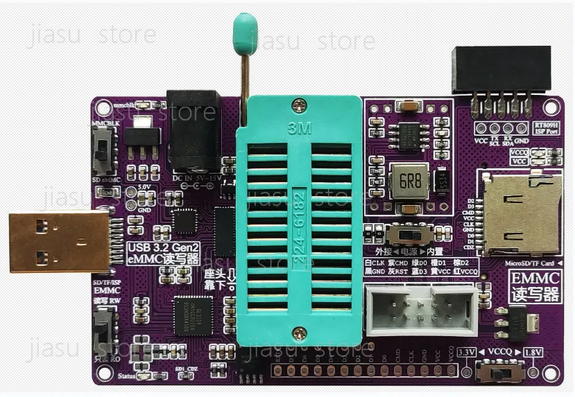 

USB 3.0 EMMC Image Reader ISP Flying Lead RT809H BGA Socket Adapter For Car Navigation Repair