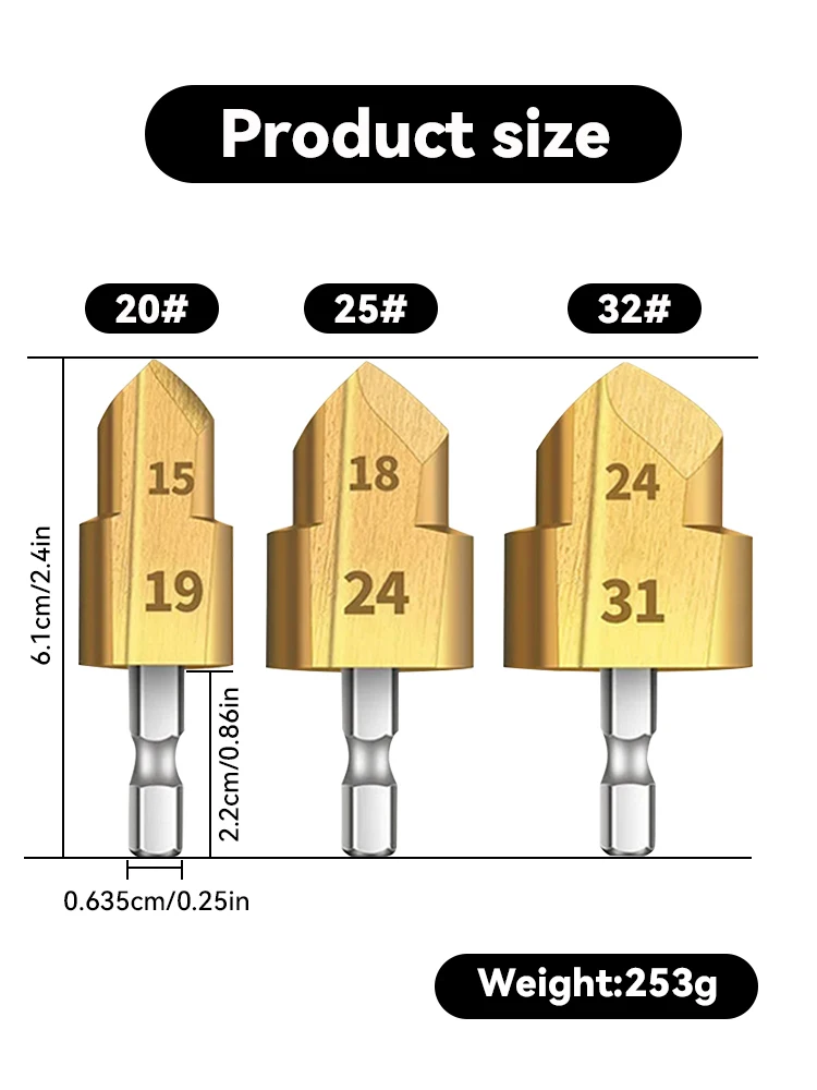 Imagem -04 - Ppr Stepped Water Pipe Broca Hexagonal Shank Water Pipe Connection Tool Universal 20 mm 25 mm 32 mm