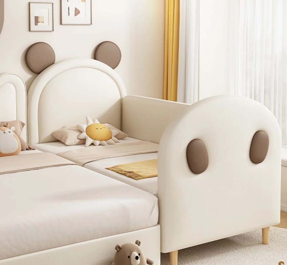 #Solid Wood Children's Spliced Bed With Widened Bed Edge And Small Bed Guardrail