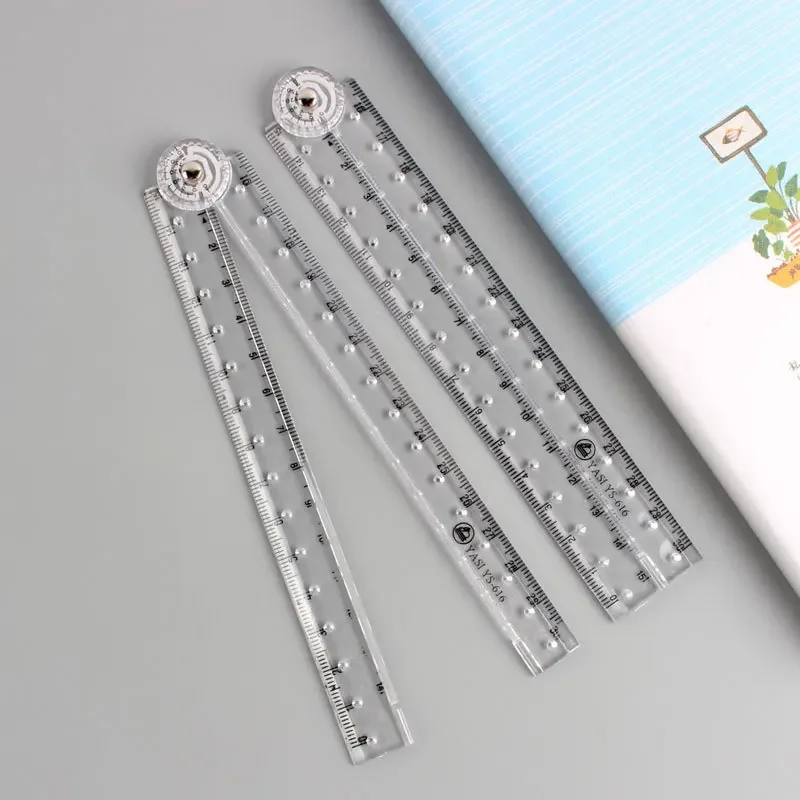 1pc Folding Acrylic Ruler - Perfect For School And Office Supplies Draw Design Hand Drawn Protractor