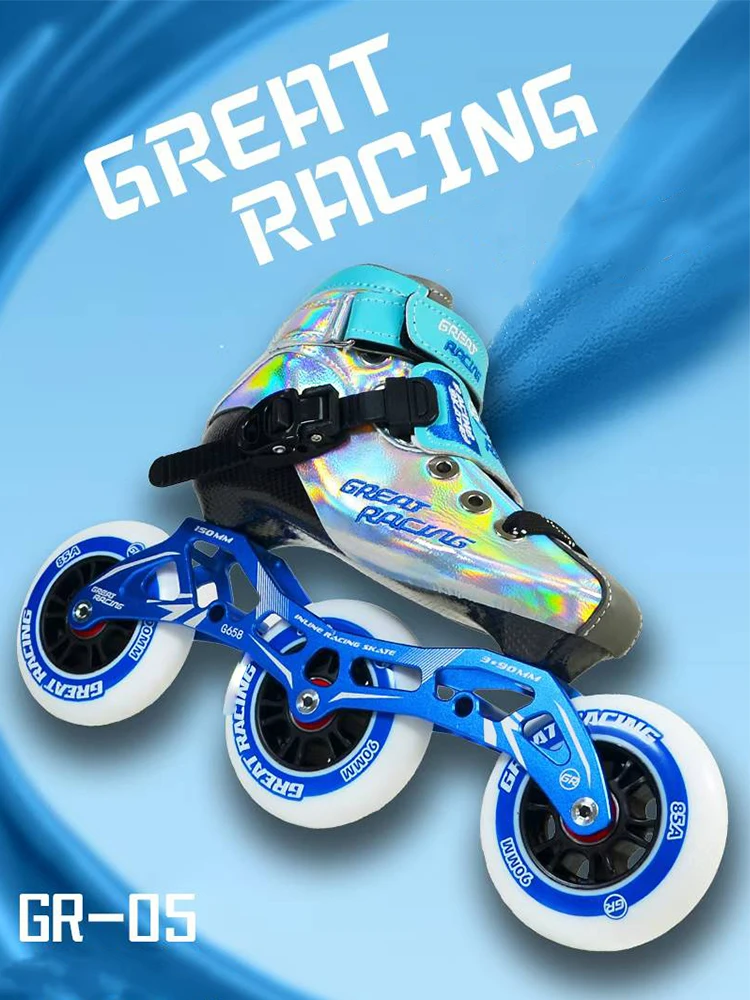 GR‑05 Kids Speed Inline Skates Carbon Fiber  3 Wheels Aluminum Frame Beginner Racing Training Skating Shoes