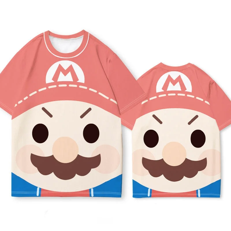 

Летняя футболка 2026 с полным принтом Super Mario, милый минималистичный дизайн, для мужчин, женщин и детей, повседневная уличная одежда с мультяшными персонажами