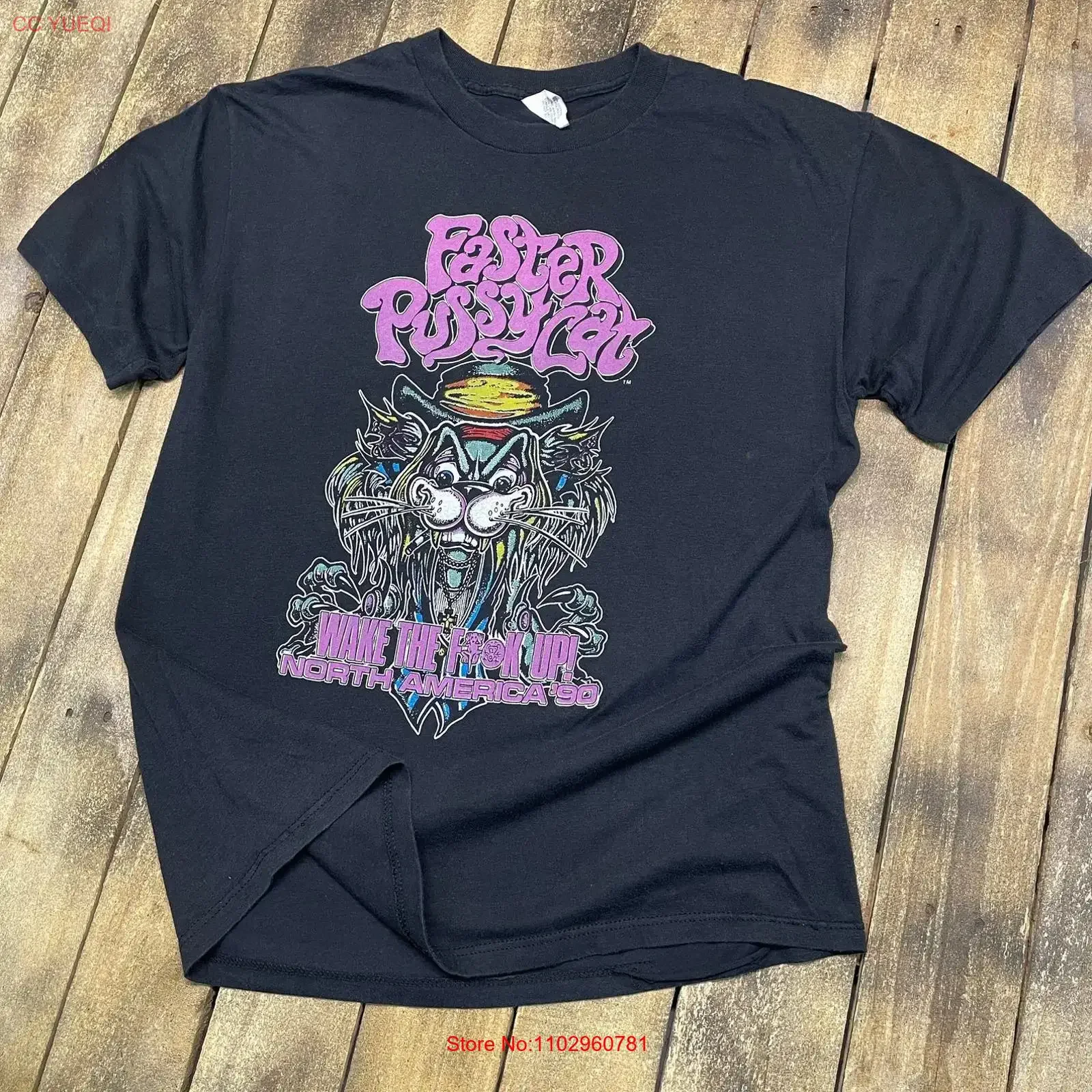 Camiseta North American 90 Tour 1990 Faster Pussycat S 4XL para hombre TT704 vintage lavada estilo hombre con gráfico ligeramente elegante