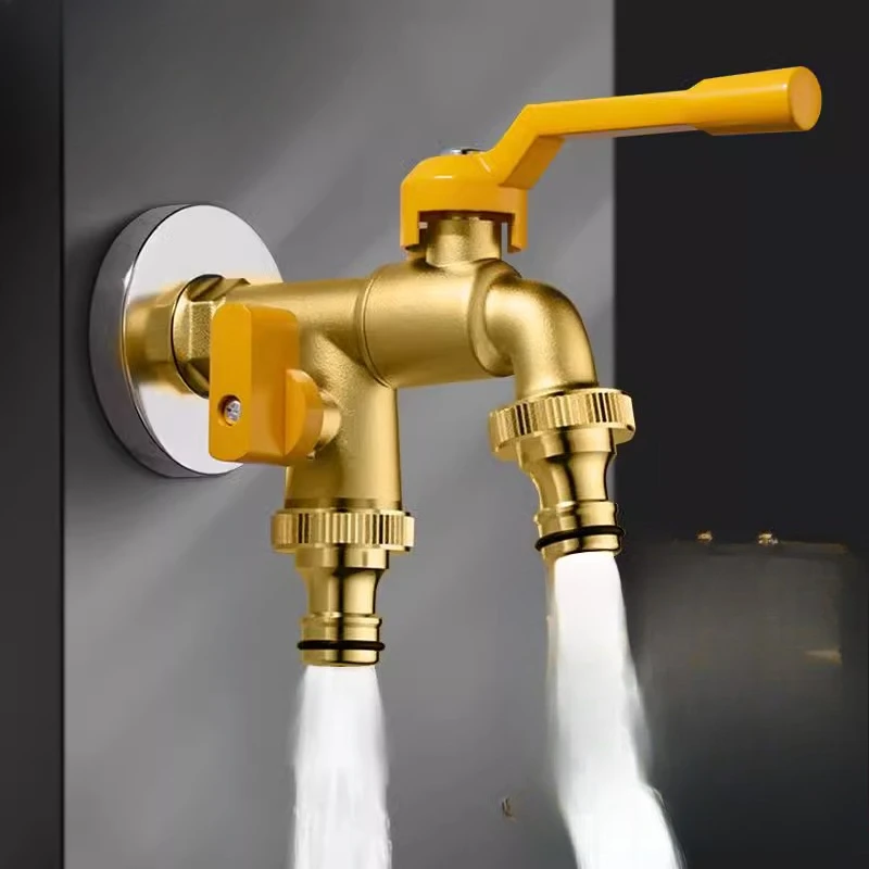 

Outdoor Frost-Proof Faucet – Dual-Output High-Flow Brass Garden Tap for Watering/Washing (1-Inlet 2-Outlets)