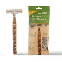 8pcs Disposable Manual Razor 3-layer Blade Wheat Straw Biodegradable Material Portable Razor for travel