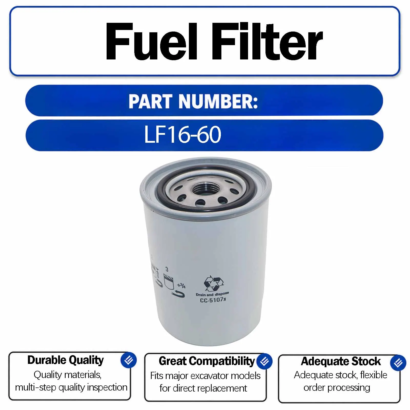 Fuel filter LC571 For XGMA XG806F XG808F XG809F Excavator
