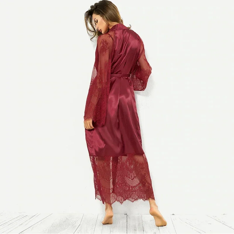 Bridesmaid Robes for Women\'s Sexy Lingerie Satin Kimono Sleep Long Dress Sleepwear Pajamas Bathrobe Nightgown