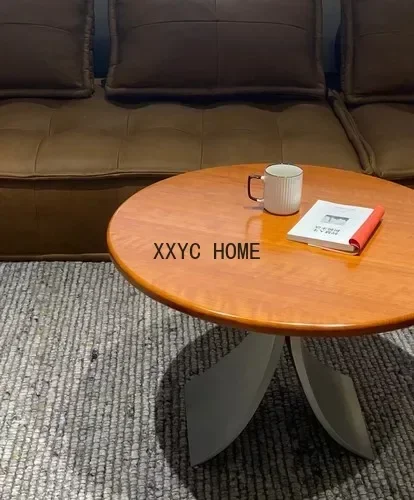 Ancient Solid Wood round Coffee Table Modern Simple Small Apartment Home Ash Dining Table Designer Model Low Table