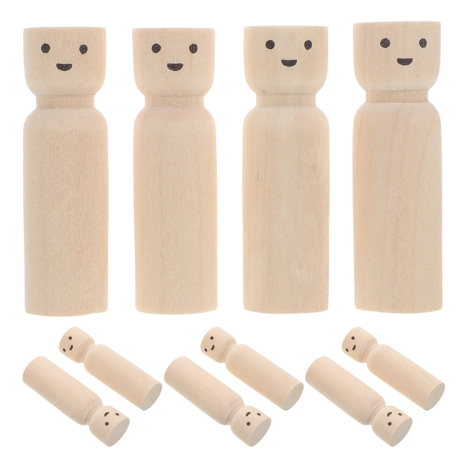 

10pcs Wooden Decorative Puppets Hand Painted Figurines Natural Wood DIY Craft Home Decor Unpainted Peg People Statues