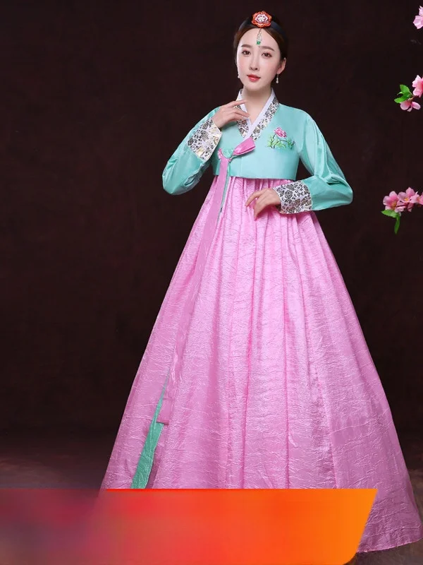 

Корейский традиционный танцевальный костюм большого размера: юбка и топ для женщин, этнический народный костюм для выступлений, новинка весны 2026