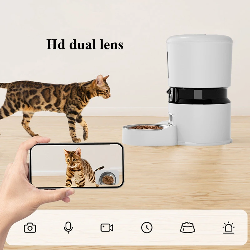 SMART CONNECTIVITY: WiFi-enabled pet feeder with built-in camera allows real-time monitoring and remote feeding control through