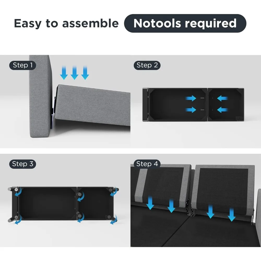 Convertible Sectional Sofa, L Shaped Couch with Linen Fabric, Reversible Couch for Small Space, Light Grey