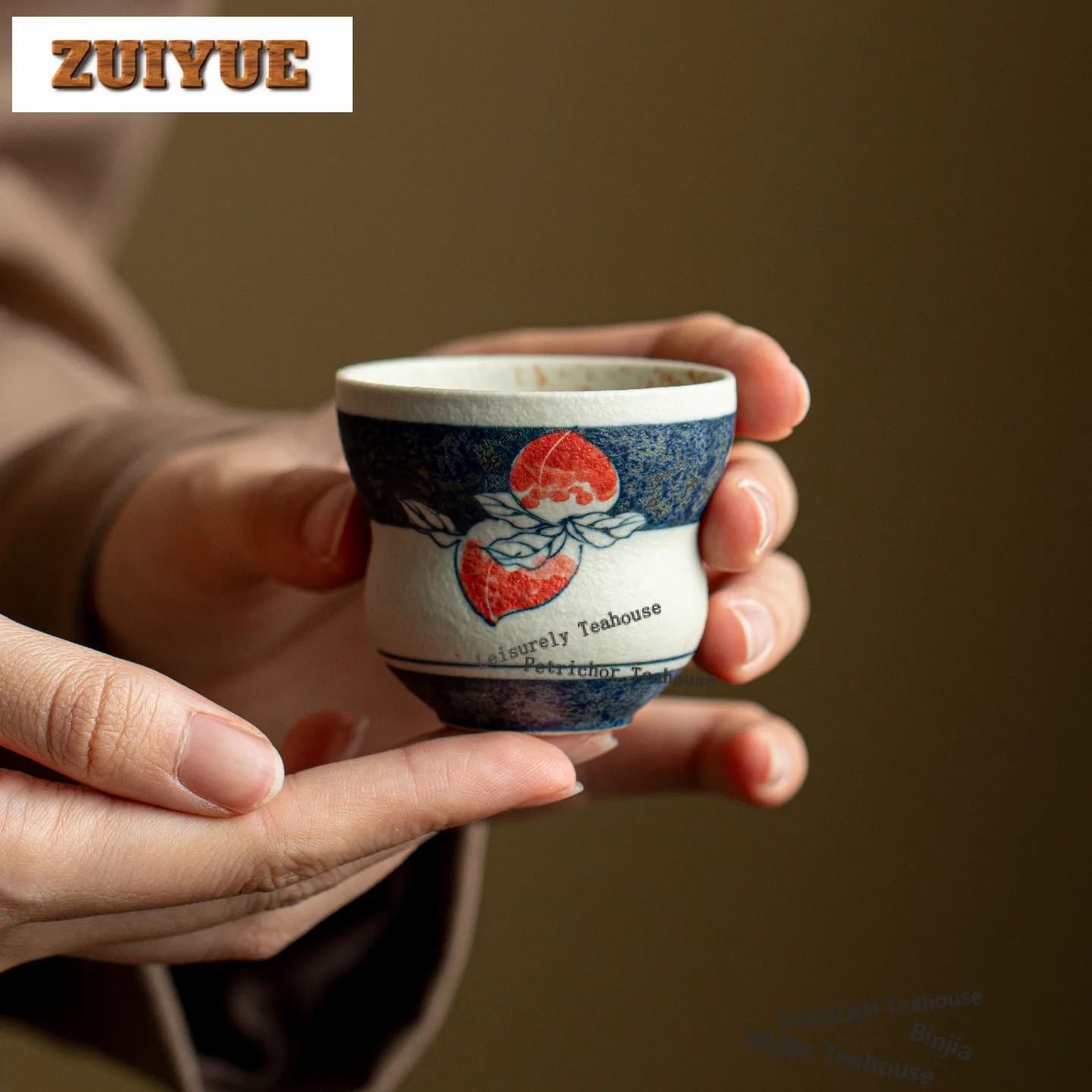 

2 шт./лот, ручная роспись, персиковая чайная чашка, элегантная чайная чаша, одинарные чашки, индивидуальная чашка для дегустации чая, чашки Chazhan Master, кафе, ремесло, 65 мл