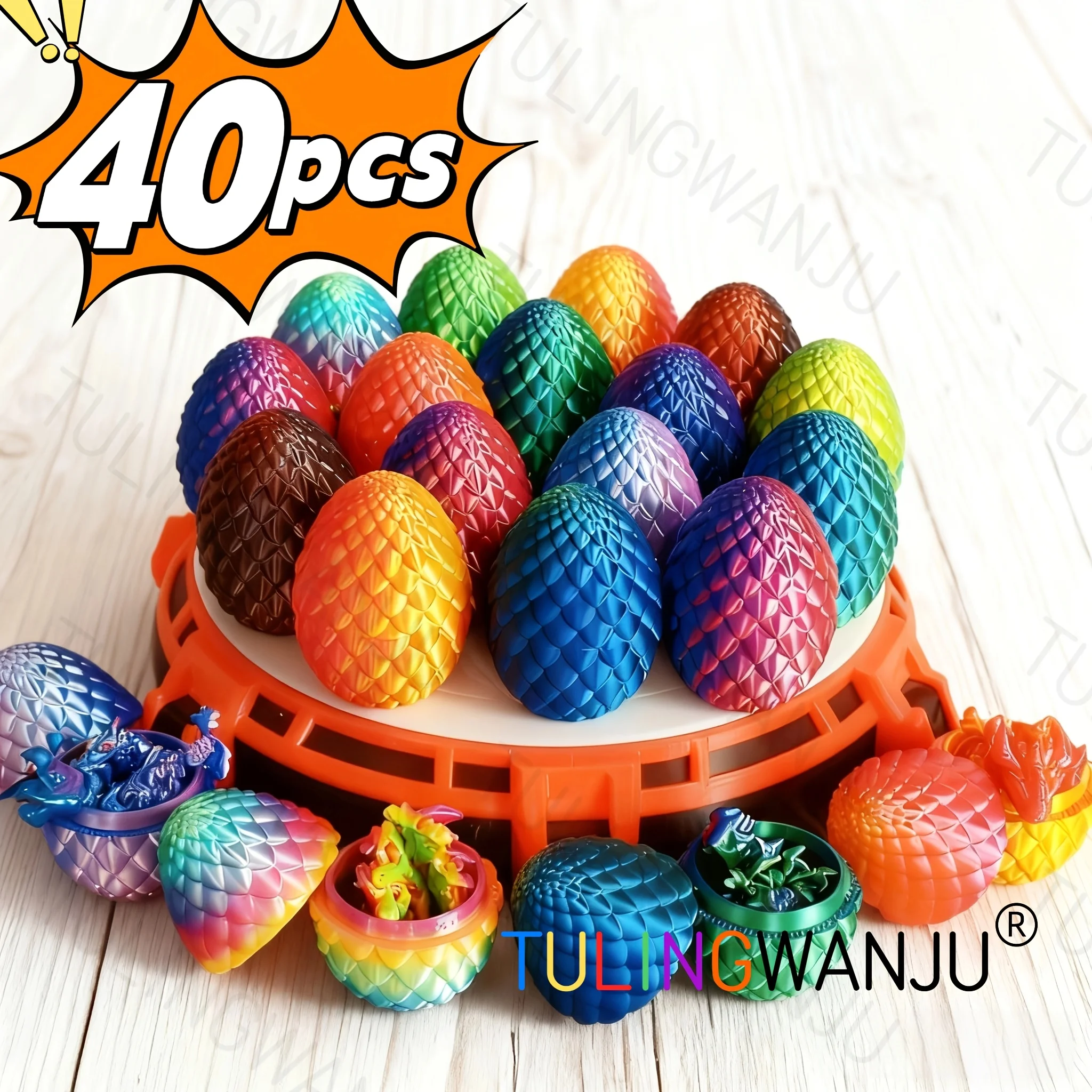

40pcs Dragon Egg Set Decorative Sculptures (including 20 Dragons And 20 Dragon Eggs), 4.92-inch Dragons, 2.2-inch Dragon Eggs, H