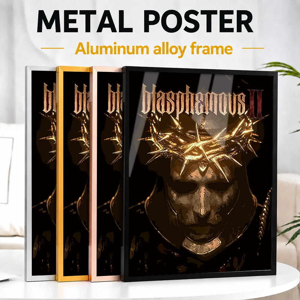 Blasphemous 2: El Héroe Penitente. Póster metálico enmarcado, obra de arte personalizada para decorar la pared, creado para que los jugadores puedan personalizar su sala de juegos.