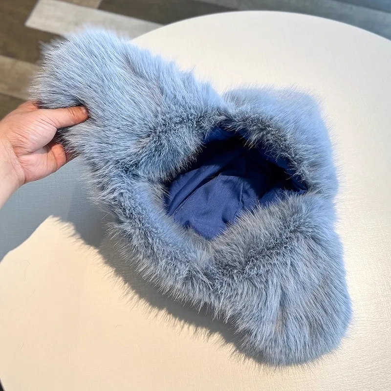 Verdicken Winter Faux Pelz Nerz Plüsch Lei Feng Hut für Frauen Outdoor Skifahren Radfahren Kappe Warme Ohr Schutz Kälte Beweis Russische Hut – Detail 9