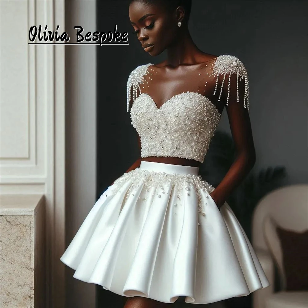 Alluring Two Pieces Luxury Wedding Dresses 2025 Crystal Beading Tassels Ball Gown African Bridal Reception Dress Customized