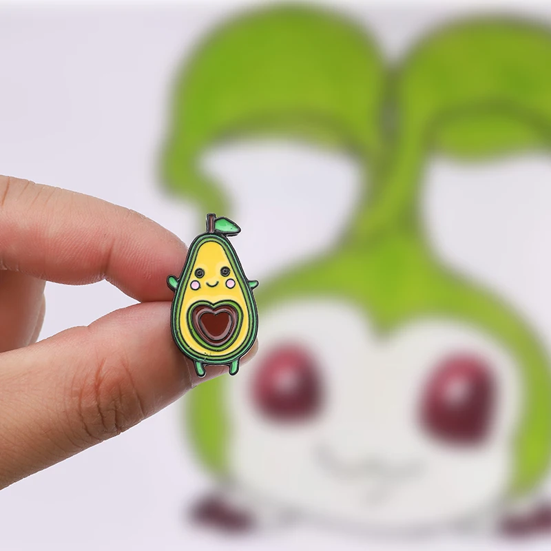 Custom Fresh Fruit Brooches Bag Clothes Lapel Pin Cartoon Ghost Cat Pear Badge Funny Meme Jewelry Gift Kids Avocado Enamel Pins