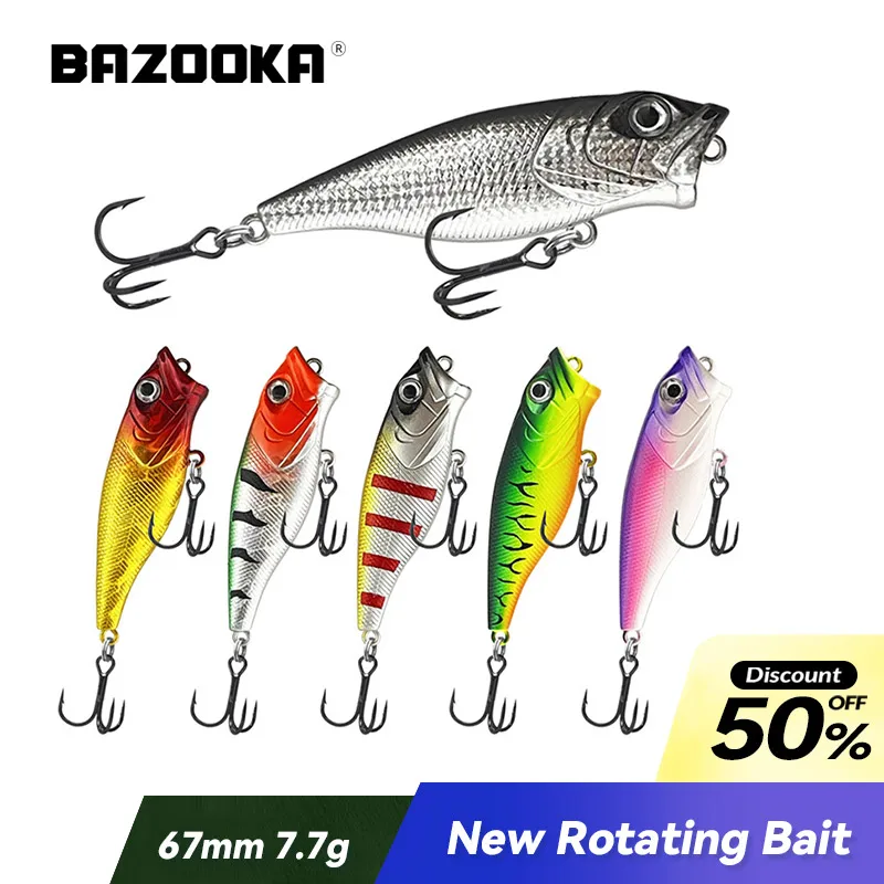 Bazooka Hard Bait 67mm/7.7g Fishing Lure Water Surface Wave Climbing Long Throw Multicolor Bionic System Wave Route Fake Sub