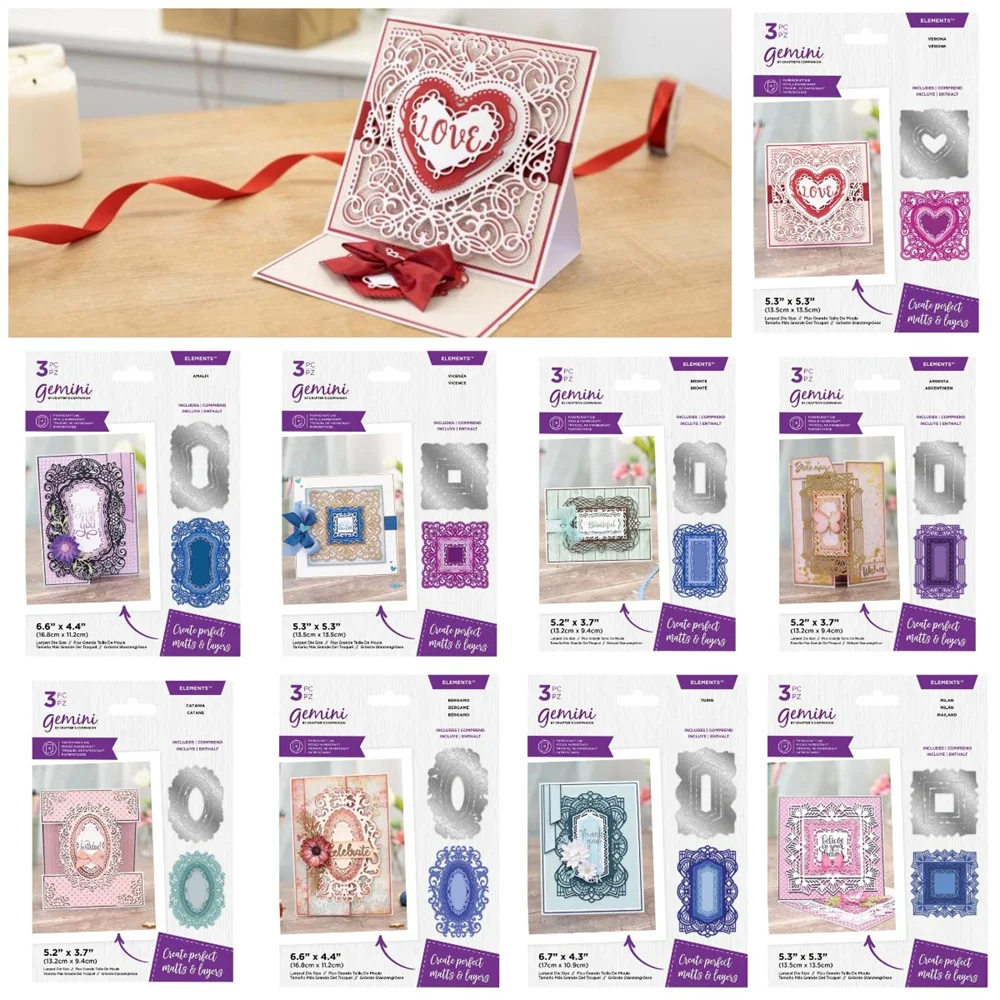 Plantillas de corte de metal para álbumes de recortes DIY, estampado de fotos, tarjetas de papel DIY, nuevo diseño de corazón para el Día de San Valentín, Argenta Bergamo Bronte